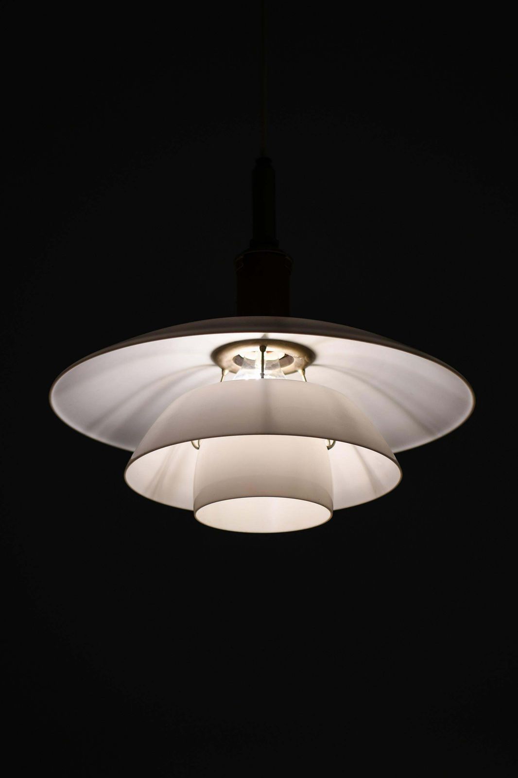 Ceiling Lamp, Model Ph 4/4, In Opaline Glass And Metal By Poul Henningsen, 1930s photo vintage