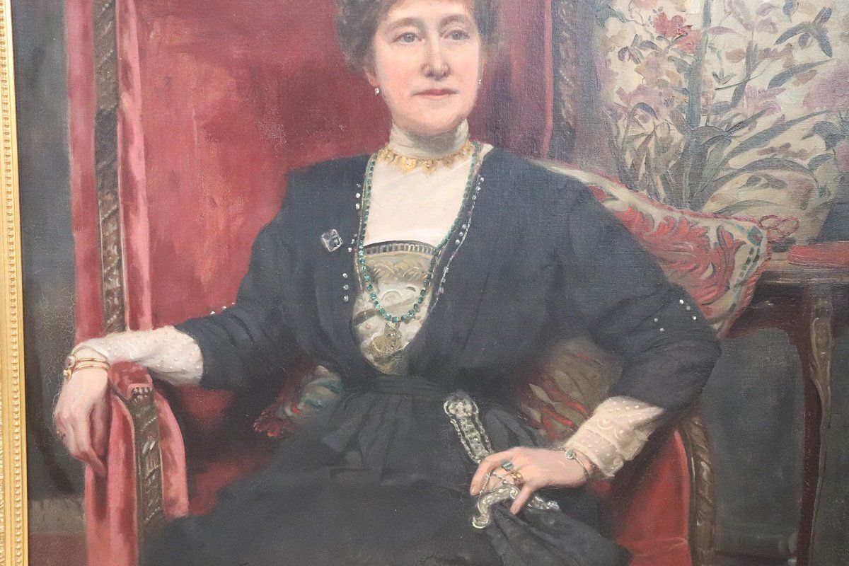 Portrait Of A Lady, Oil Painting On Canvas, 1913, Framed photo Art