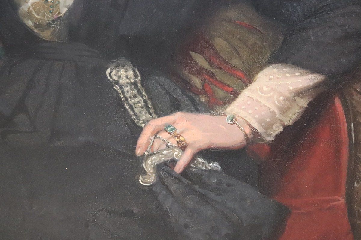 Art Portrait Of A Lady, Oil Painting On Canvas, 1913, Framed photo