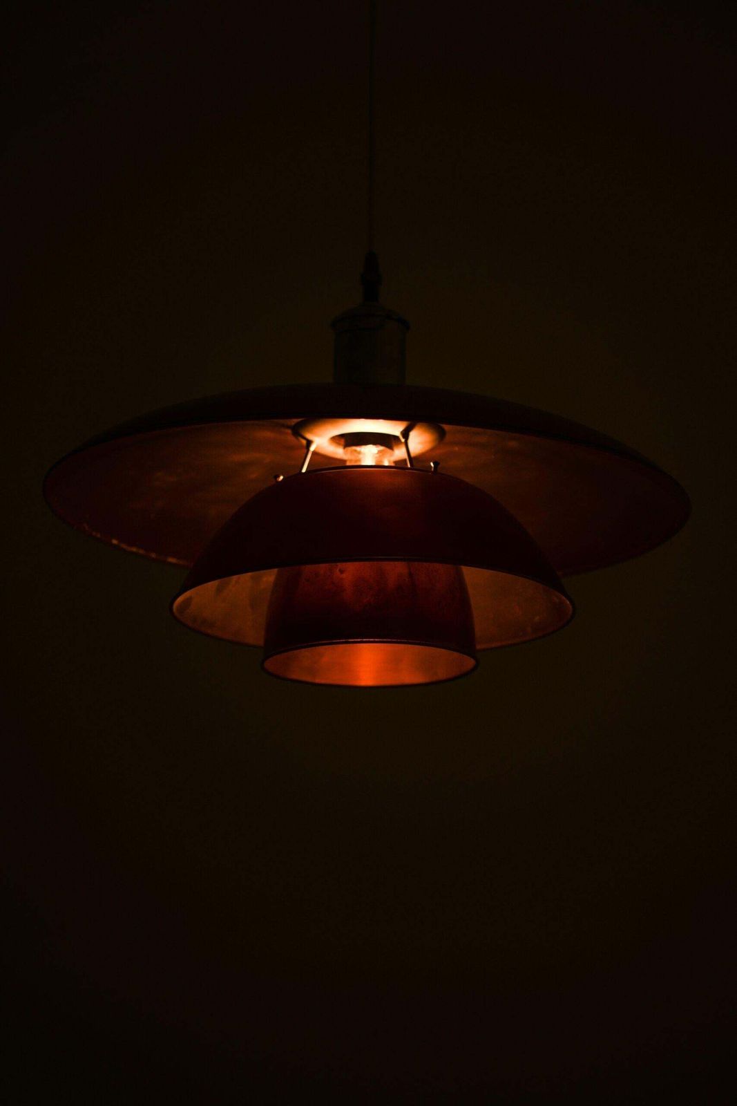 Ph 5/5 Ceiling Lamp In Copper And Nickel By Poul Henningsen, 1940s photo vintage