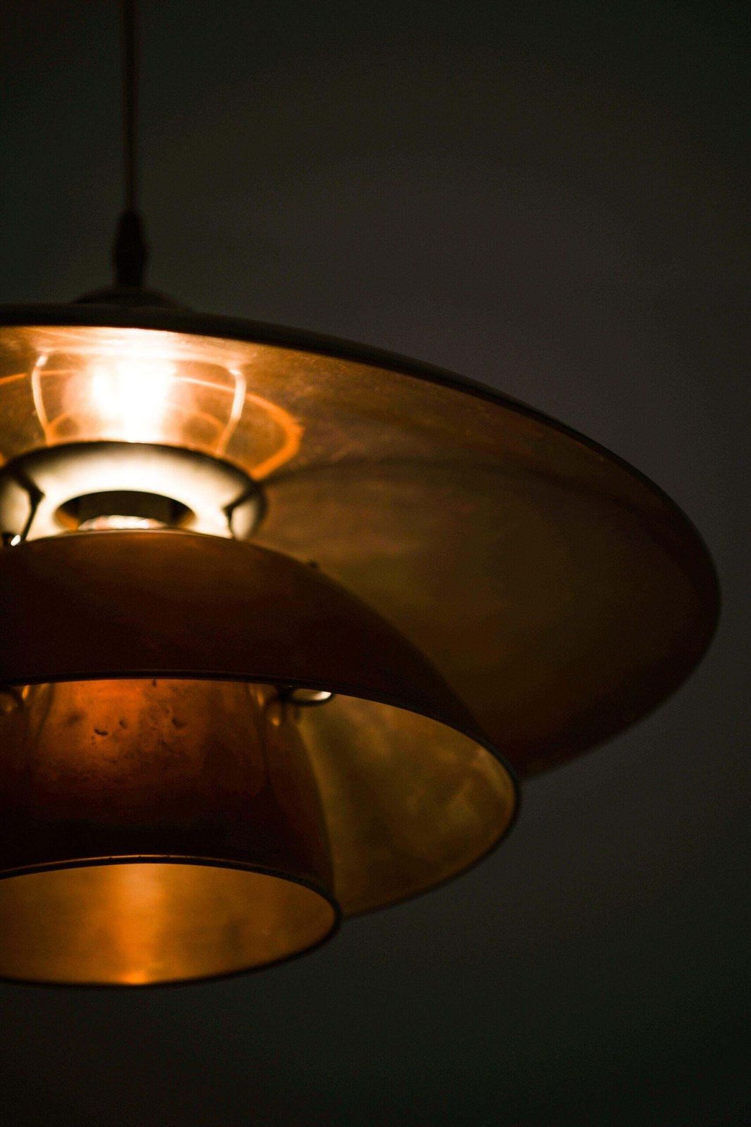 photo for sale Ph 5/5 Ceiling Lamp In Copper And Nickel By Poul Henningsen, 1940s