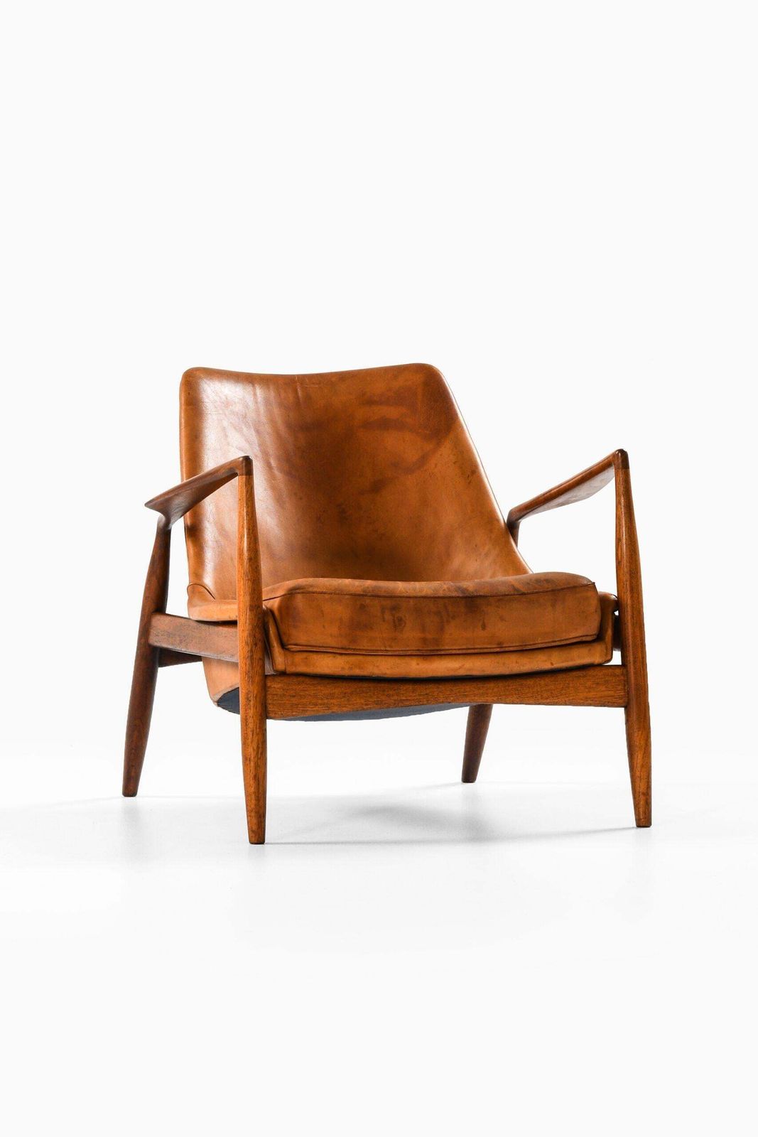 Easy Chair In Teak And Original Cognac Leather By Ib Kofod Larsen, 1950s photo for sale
