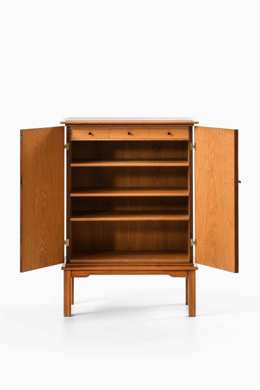 Cabinet In Oak And Brass By Oscar Nilsson, 1940's photo for sale