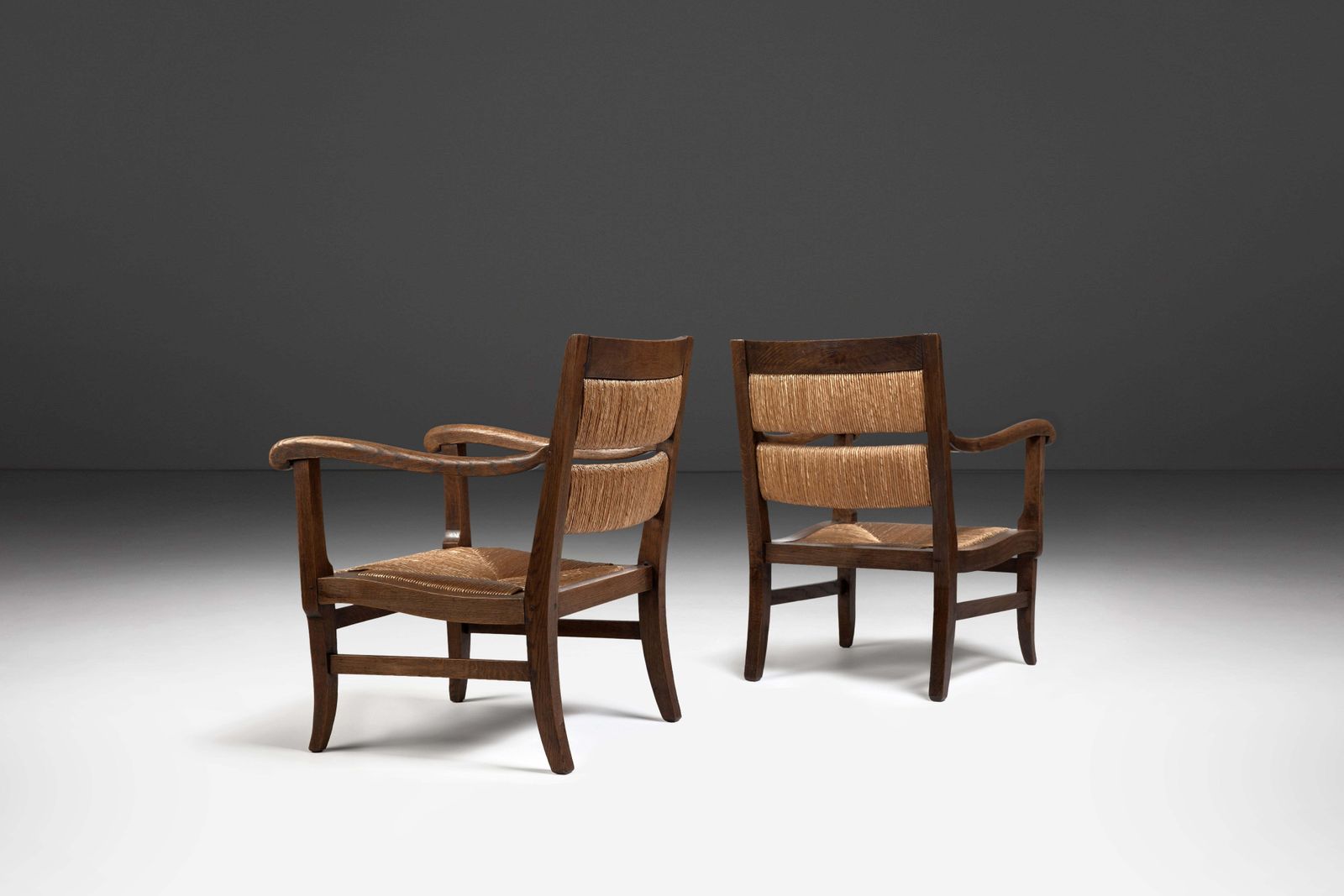 Pair Of French Oak Armchairs, France, 1950s photo for sale