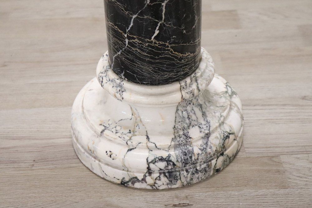 Antique Black And White Marble Column, 1800s photo Home Decor