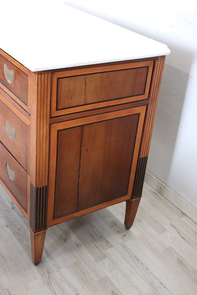 Antique Walnut Chest Of Drawers With Marble Top, 1700s photo for sale