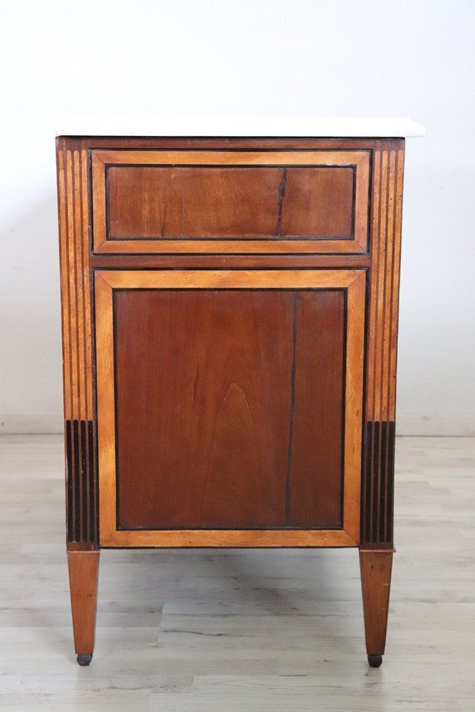 Antique Walnut Chest Of Drawers With Marble Top, 1700s photo vinterior