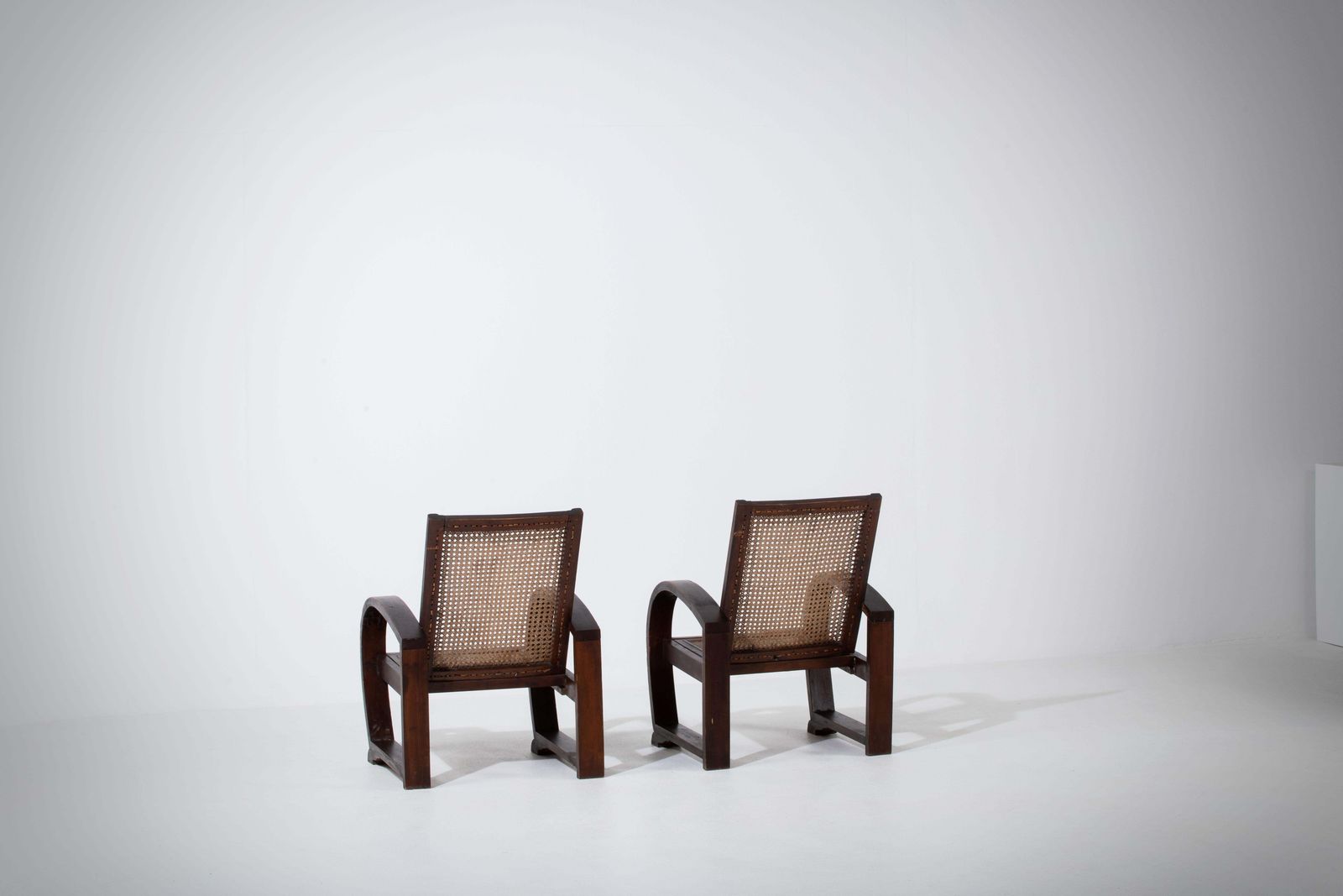 Set Of Two Reconstruction Walnut Armchairs, 1940s, France photo vinterior