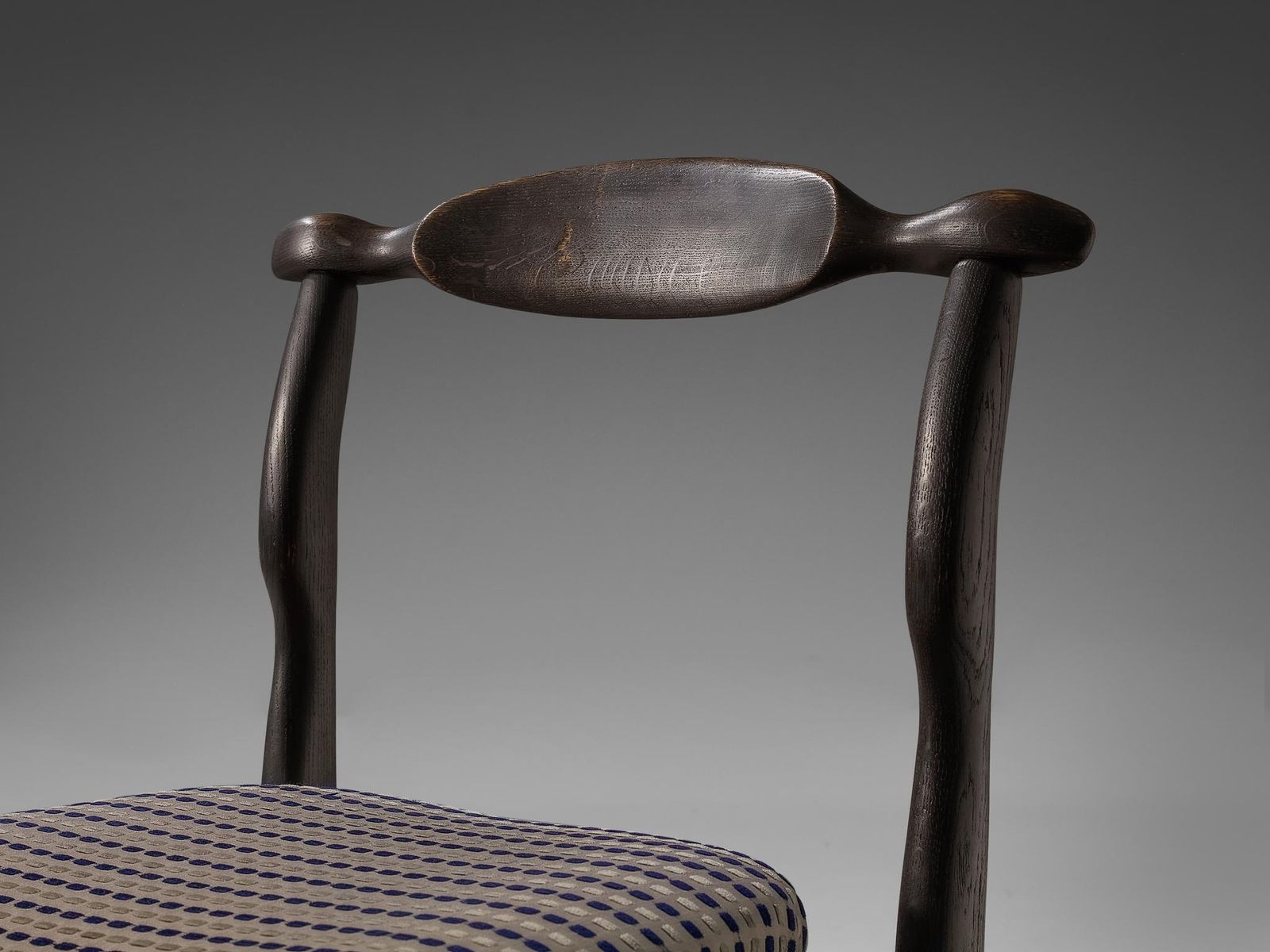 Guillerme & Chambron 'Fumay' Dining Chair In Black Lacquered Oak photo for sale