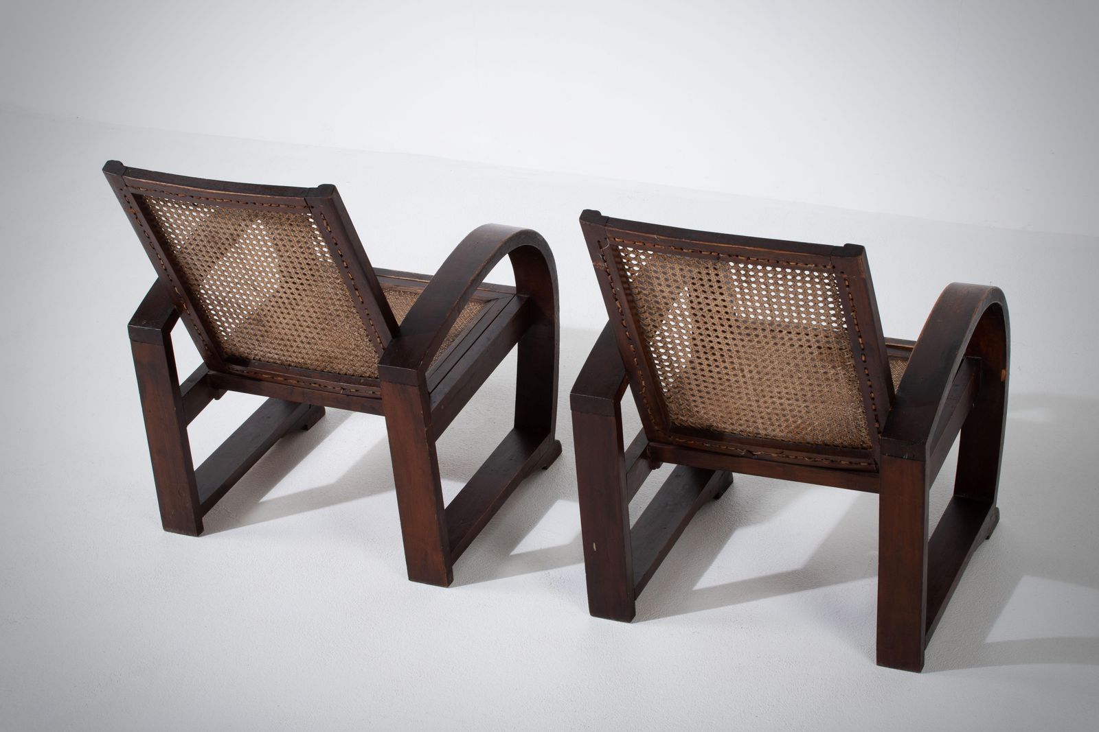 photo for sale Set Of Two Reconstruction Walnut Armchairs, 1940s, France