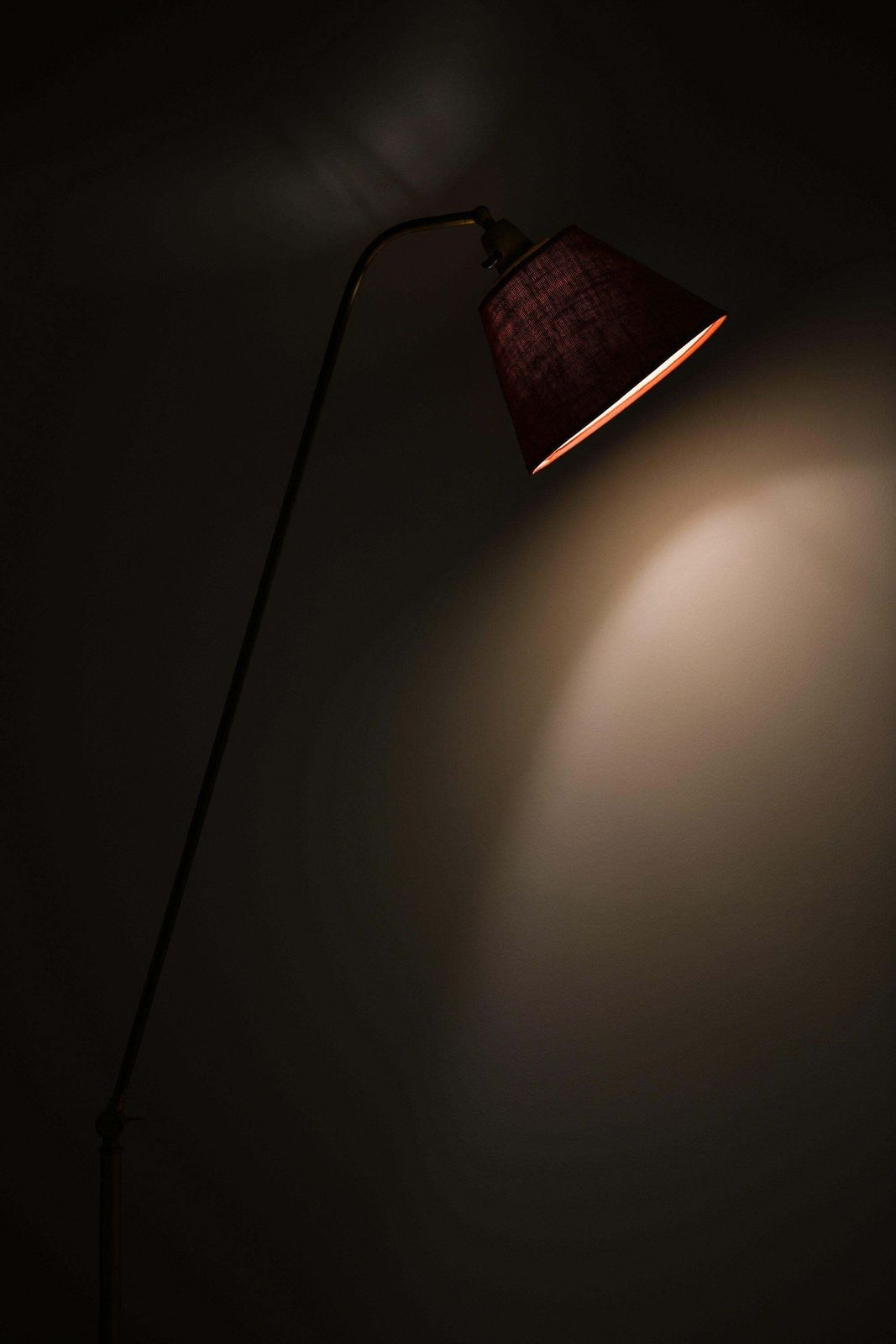 Floor Lamp In Brass And Lamp Shade By Hans Bergström, 1950's photo Lighting
