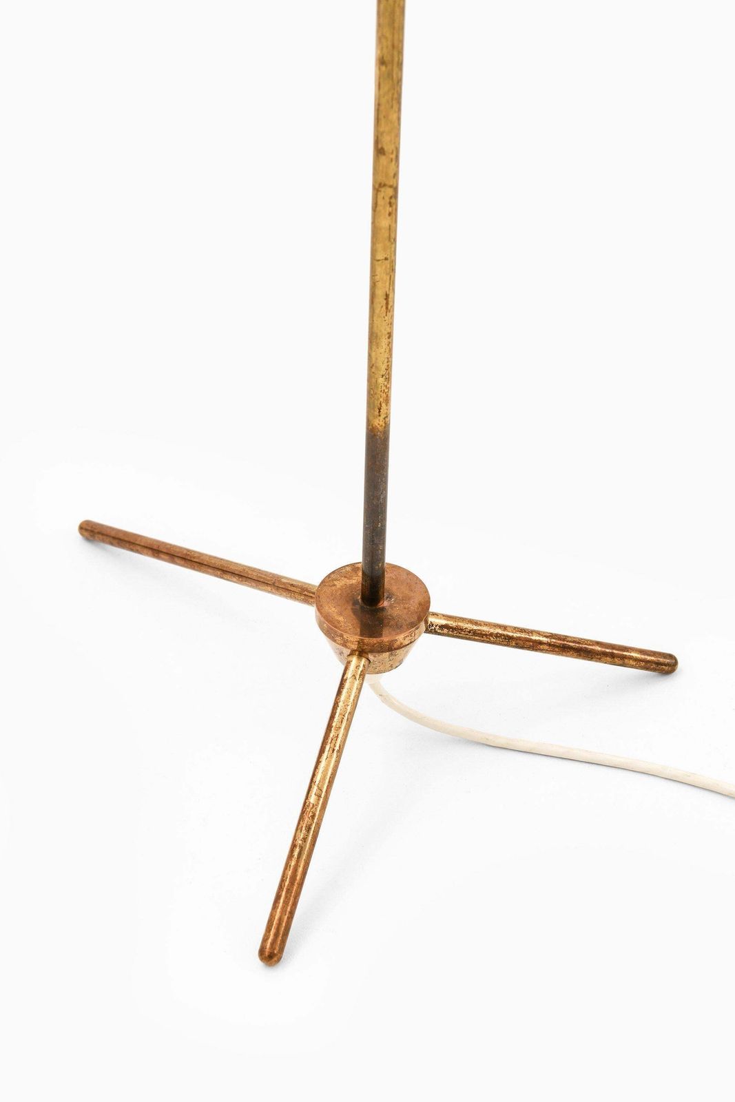 Rare Floor Lamp In Brass, Teak And Lamp Shade, 1950's photo furniture