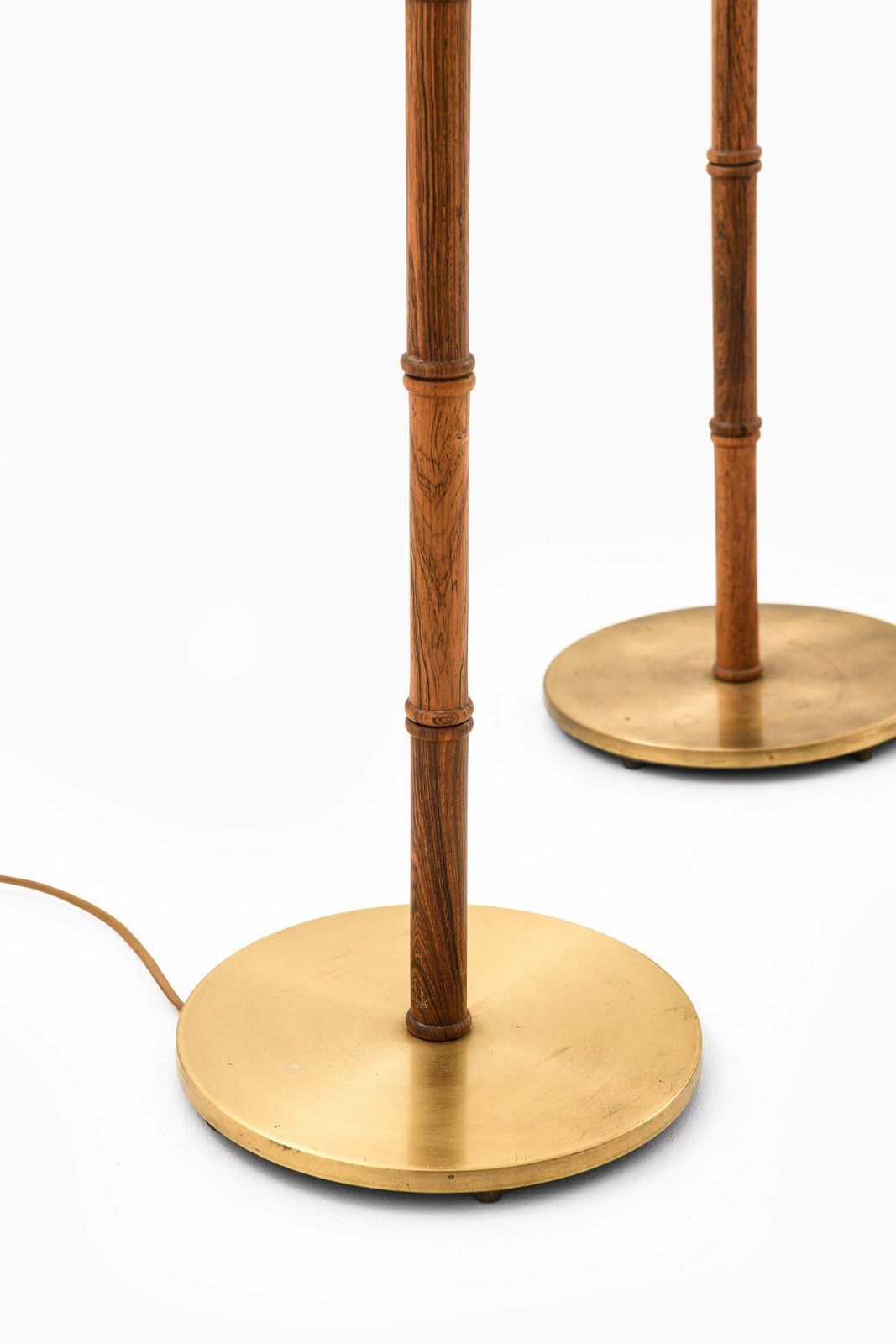 Pair Of Floor Lamps In Rosewood And Brass, 1950's photo for sale
