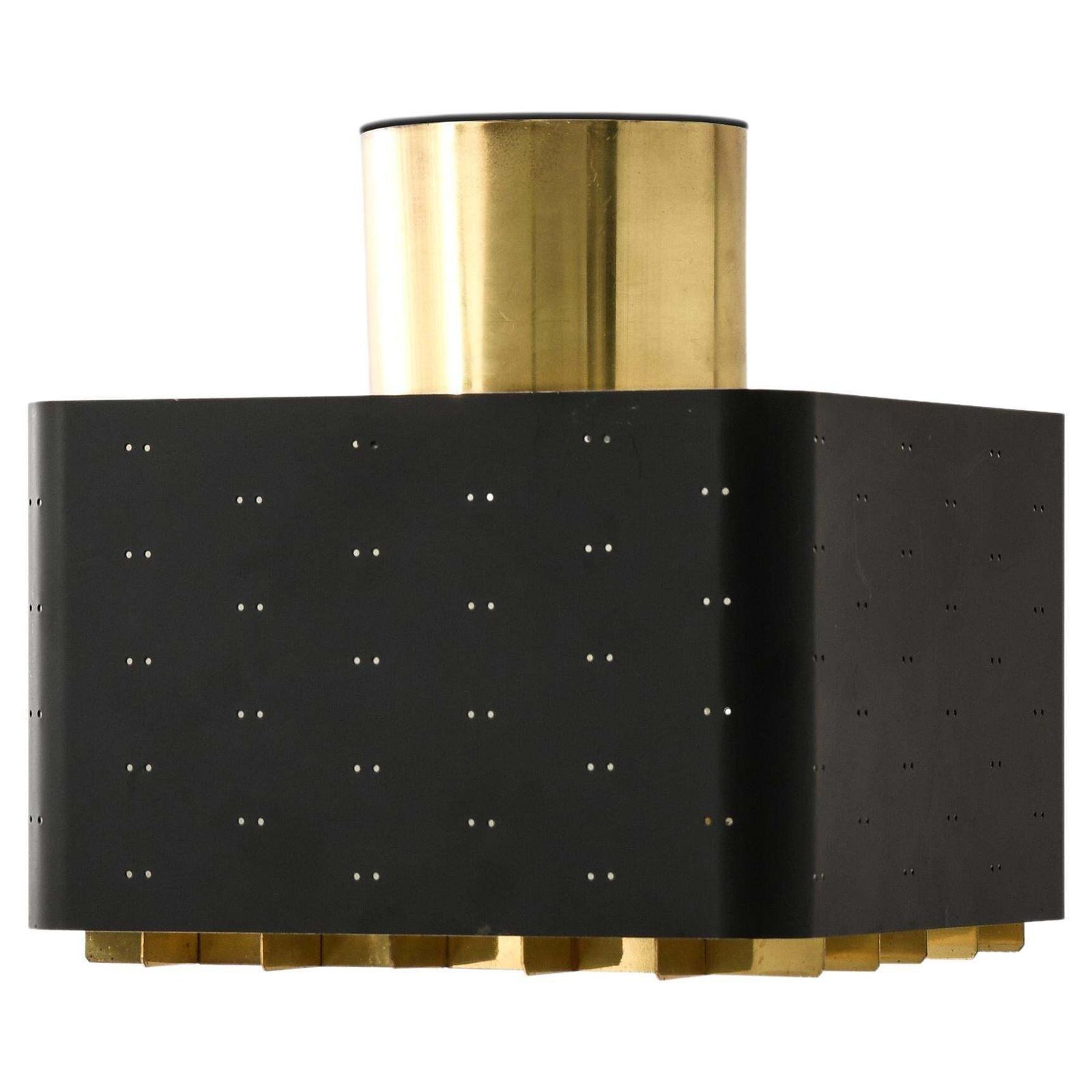Lamps / Flush Mounts In Black Lacquered Metal And Brass By Paavo Tynell, 1950's