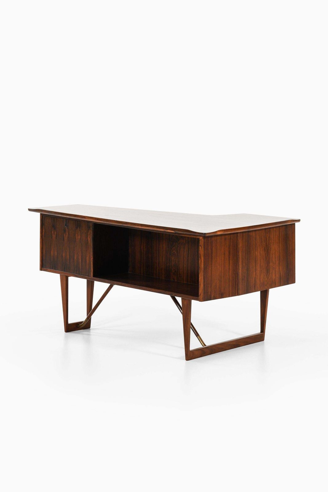 Freestanding Desk In Rosewood, Brass By Peter Løvig Nielsen, 1950's photo for sale