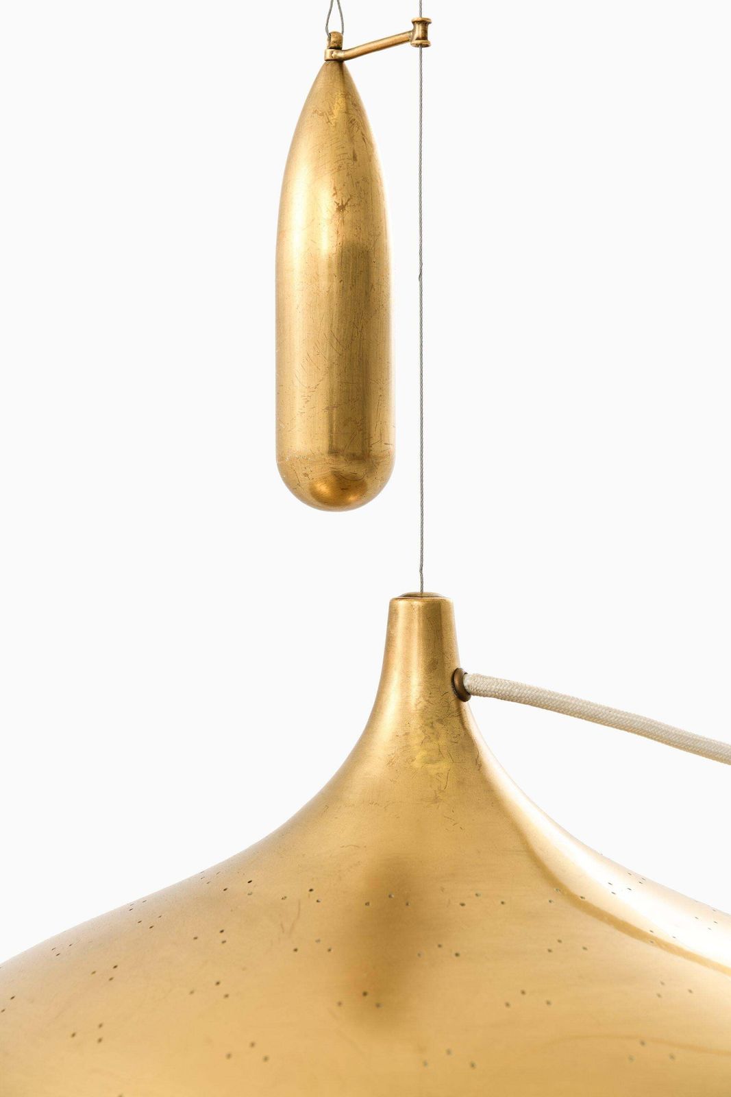 Height Adjustable Ceiling Lamp In Brass, 1940's photo buy