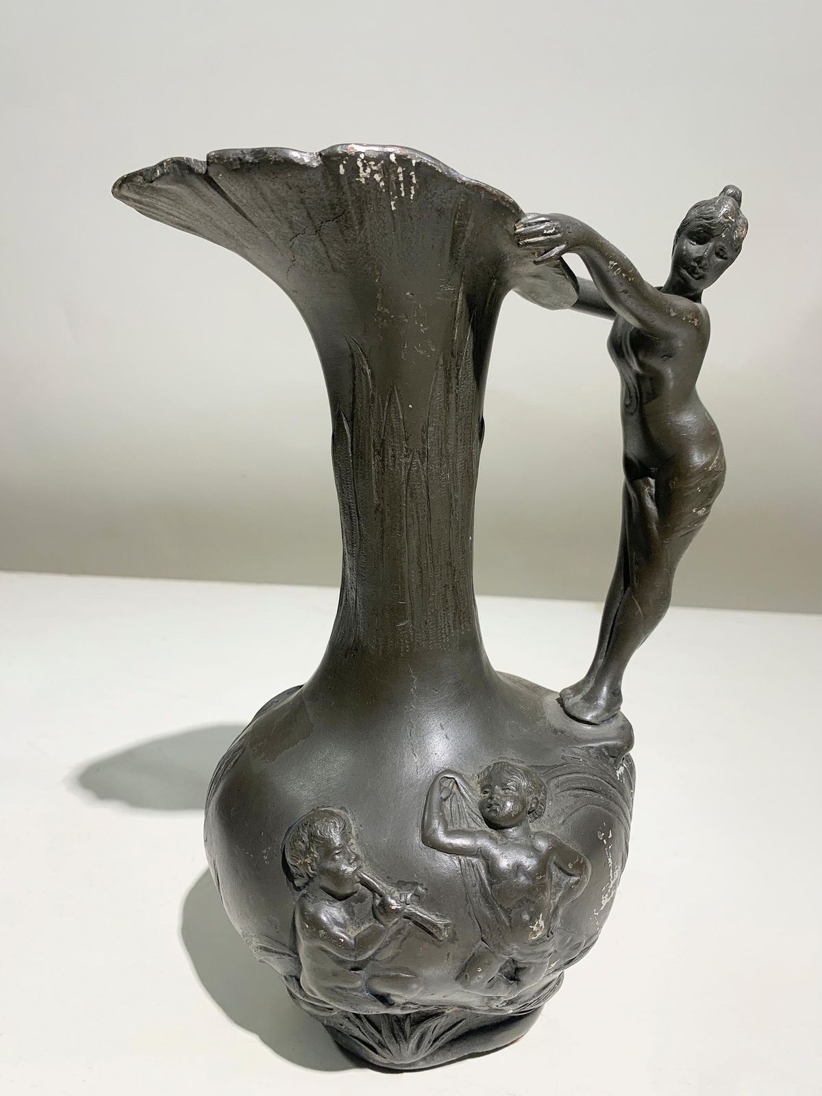 photo furniture Art Nouveau Pewter Pitcher By Jean Maurice Petizon, Signed "Petiz" , Circa 1920