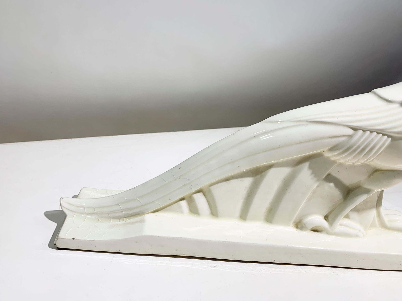 photo furniture Art Deco Style Glazed White Ceramic Pheasant Sculpture, Circa 1940, France