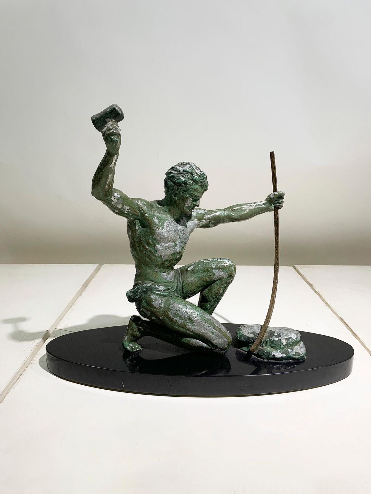 Jean De Roncourt Art Deco "The Blacksmith" Sculpture Engraved "G. Hervor", 1930s photo for sale