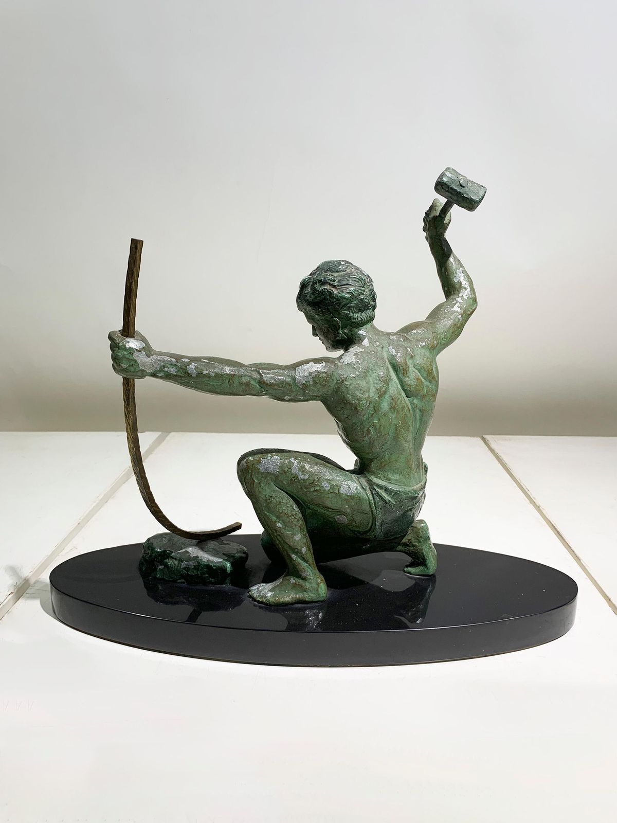 Jean De Roncourt Art Deco "The Blacksmith" Sculpture Engraved "G. Hervor", 1930s photo buy