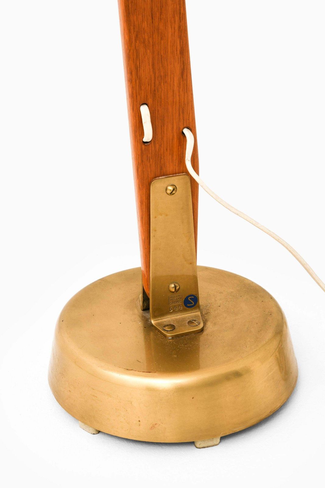 Floor Lamp In Teak, Brass And Original Lamp Shade By Hans Bergström, 1950's photo buy