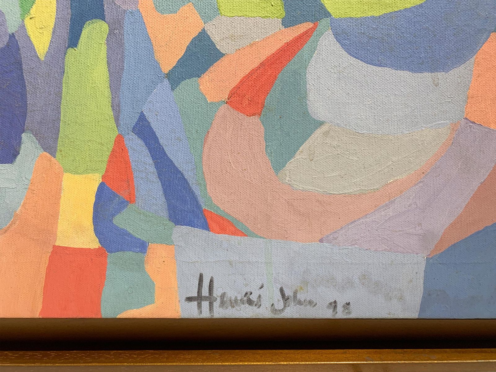 Late 20th Century Vibrant Abstract Painting, Sun, Sea, And Landscape, Signed photo for sale
