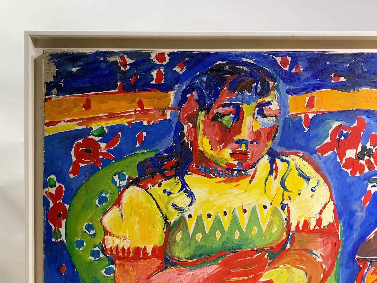 Mid 20th Century Bold Expressionist Portrait Of A Seated Woman, Signed 'Bastide' photo for sale