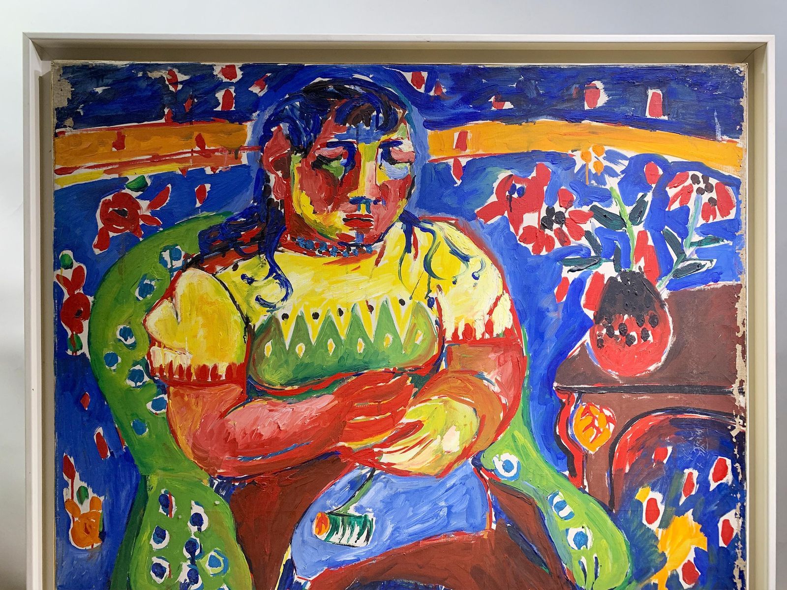 Mid 20th Century Bold Expressionist Portrait Of A Seated Woman, Signed 'Bastide' photo 2828.0