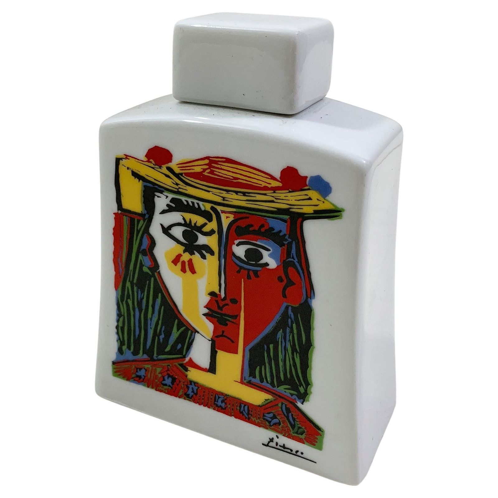 Picasso "Buste De Femme Au Chapeau à Pompons" Licensed Tognana Porcelain Bottle