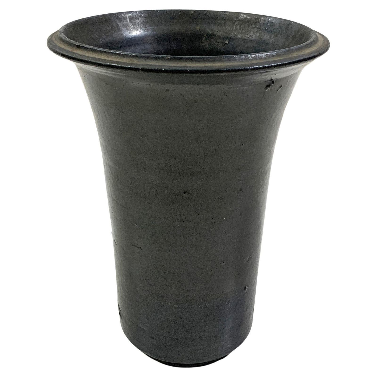 Jean Marais Black Glazed Ceramic Vase, Signed "Jean Marais", France, Circa 1960s