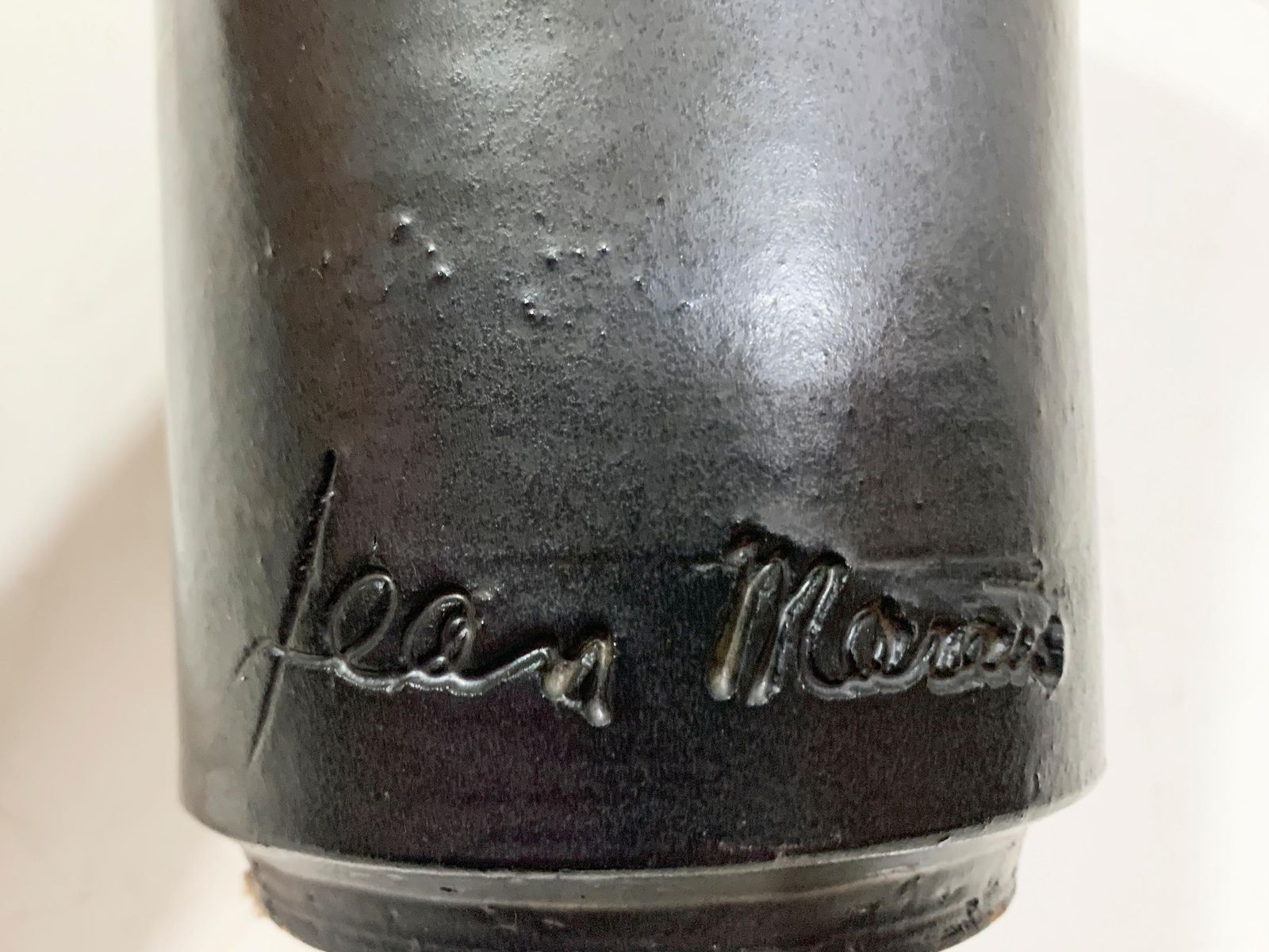 Jean Marais Black Glazed Ceramic Vase, Signed "Jean Marais", France, Circa 1960s photo vinterior