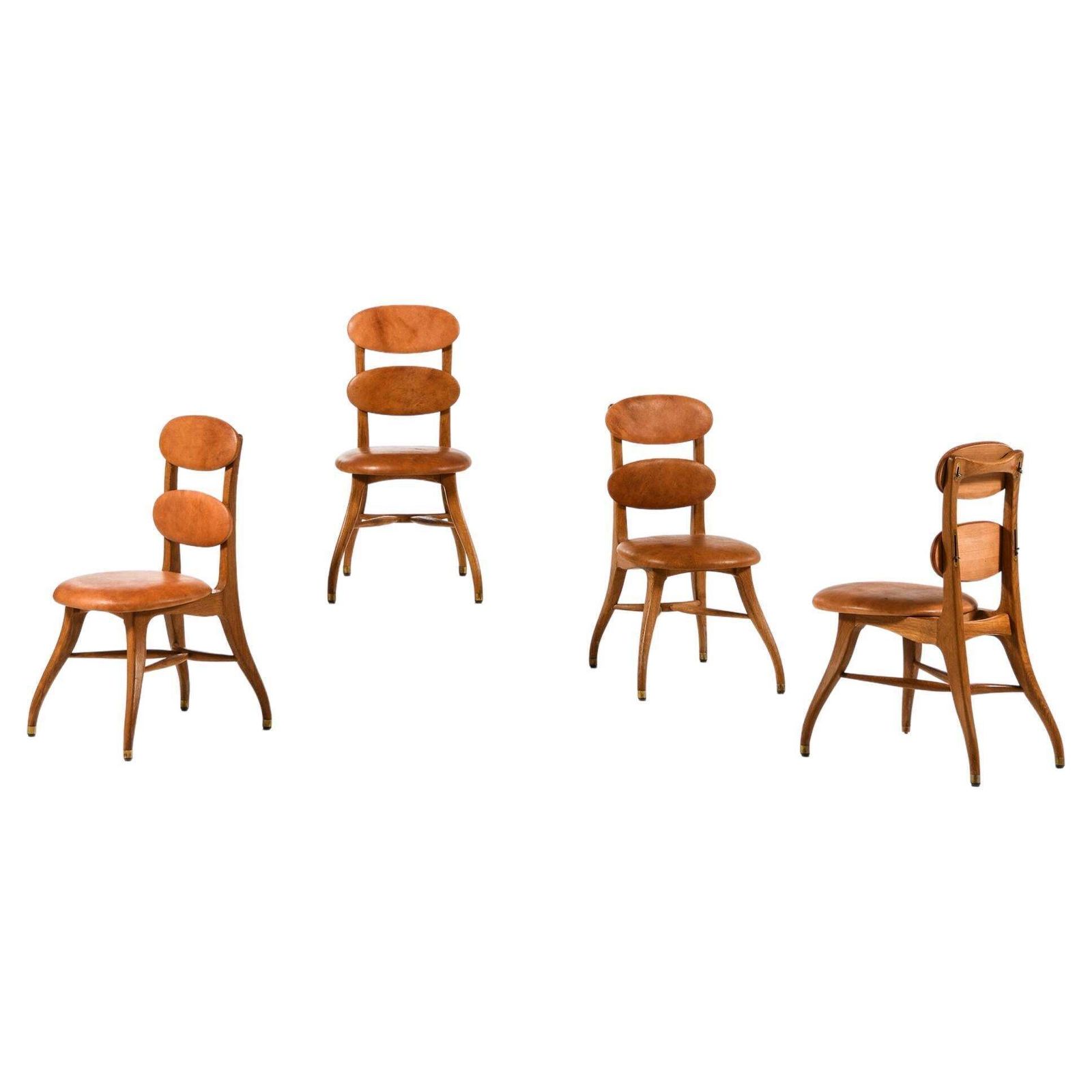 Musician Chairs With Adjustable Seat And Back In Oak By Vilhelm Lauritzen, 1942