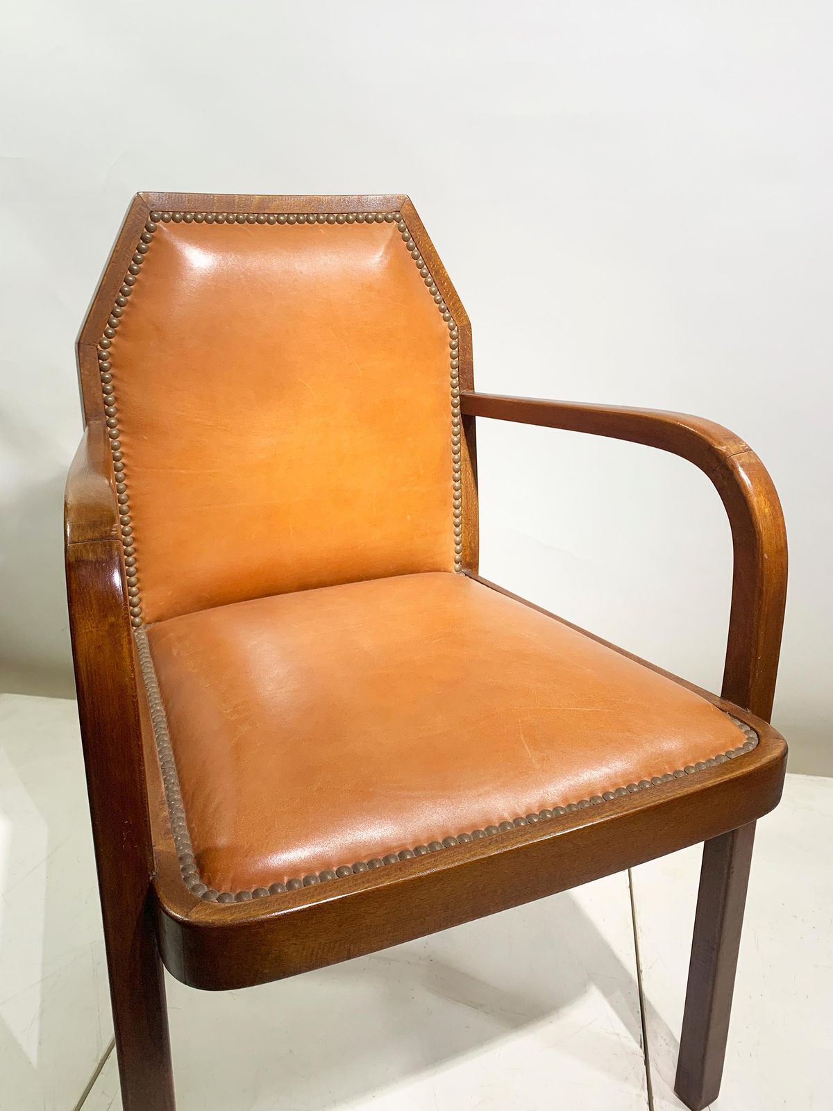 photo furniture Pair Of Art Deco Bridge/ Armchairs, In Leather,  France, Circa 1930's