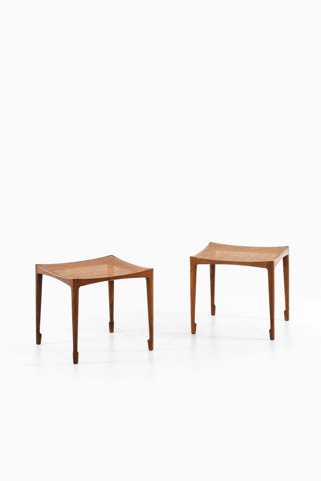 Pair Of Stools In Rosewood And Woven Cane By Bernt Petersen, 1950's photo furniture