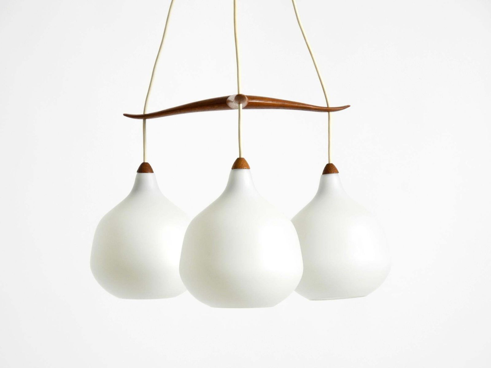 Pendant Lamp With Glass Shades And A Teak Frame By Uno & östen Kristiansson photo vinterior