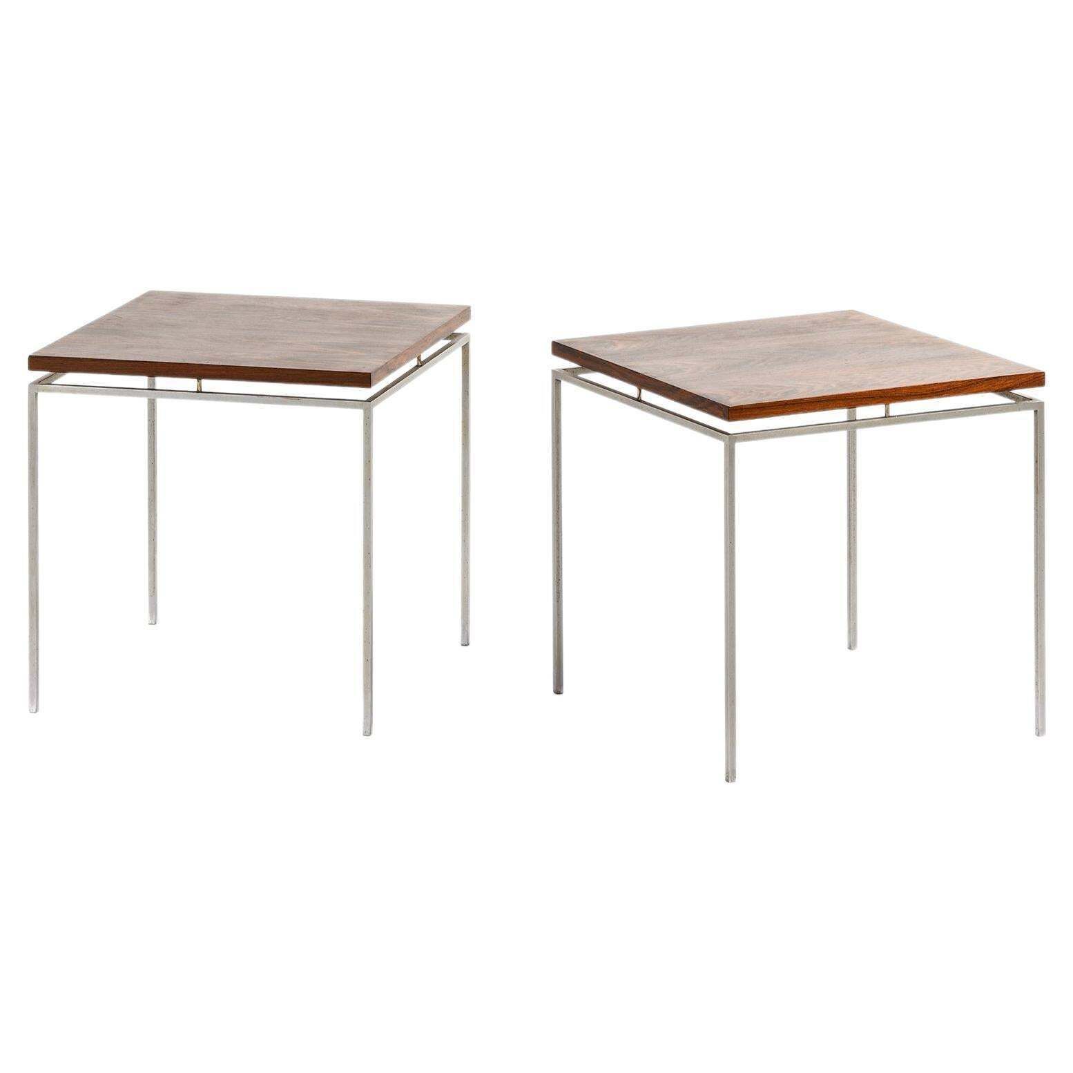 Pair Of Side Tables In Rosewood And Steel By Knud Joos, 1950's