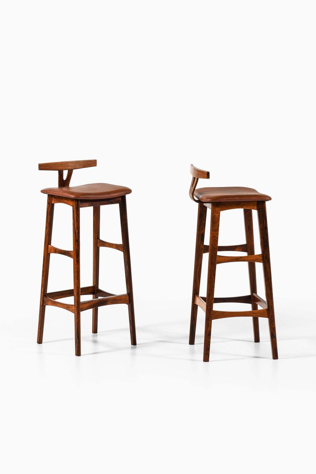 Set Of 6 Bar Stools In Rosewood And Leather By Knud Bent, 1960's photo furniture