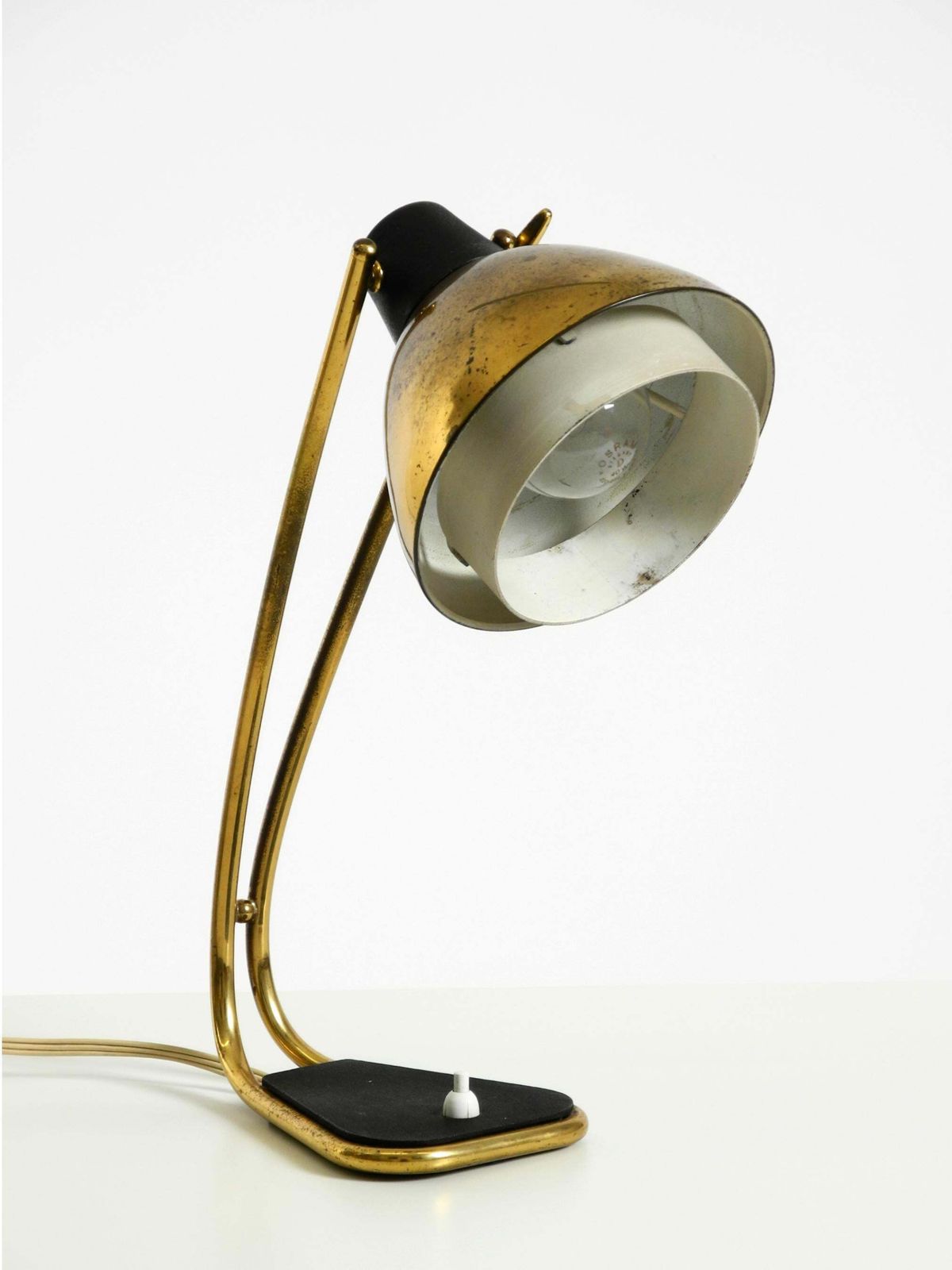 Lighting Rare Large Mid Century Modern Brass Table Lamp With Beautiful Patina photo