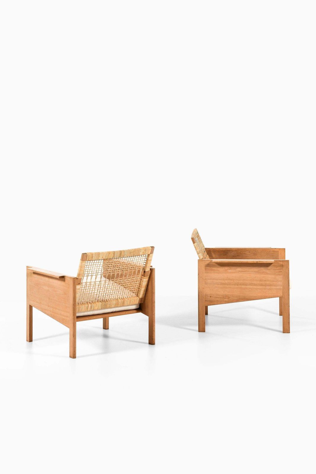 Pair Of Easy Chairs In Oak And Cane By Kai Kristiansen, 1965 photo for sale