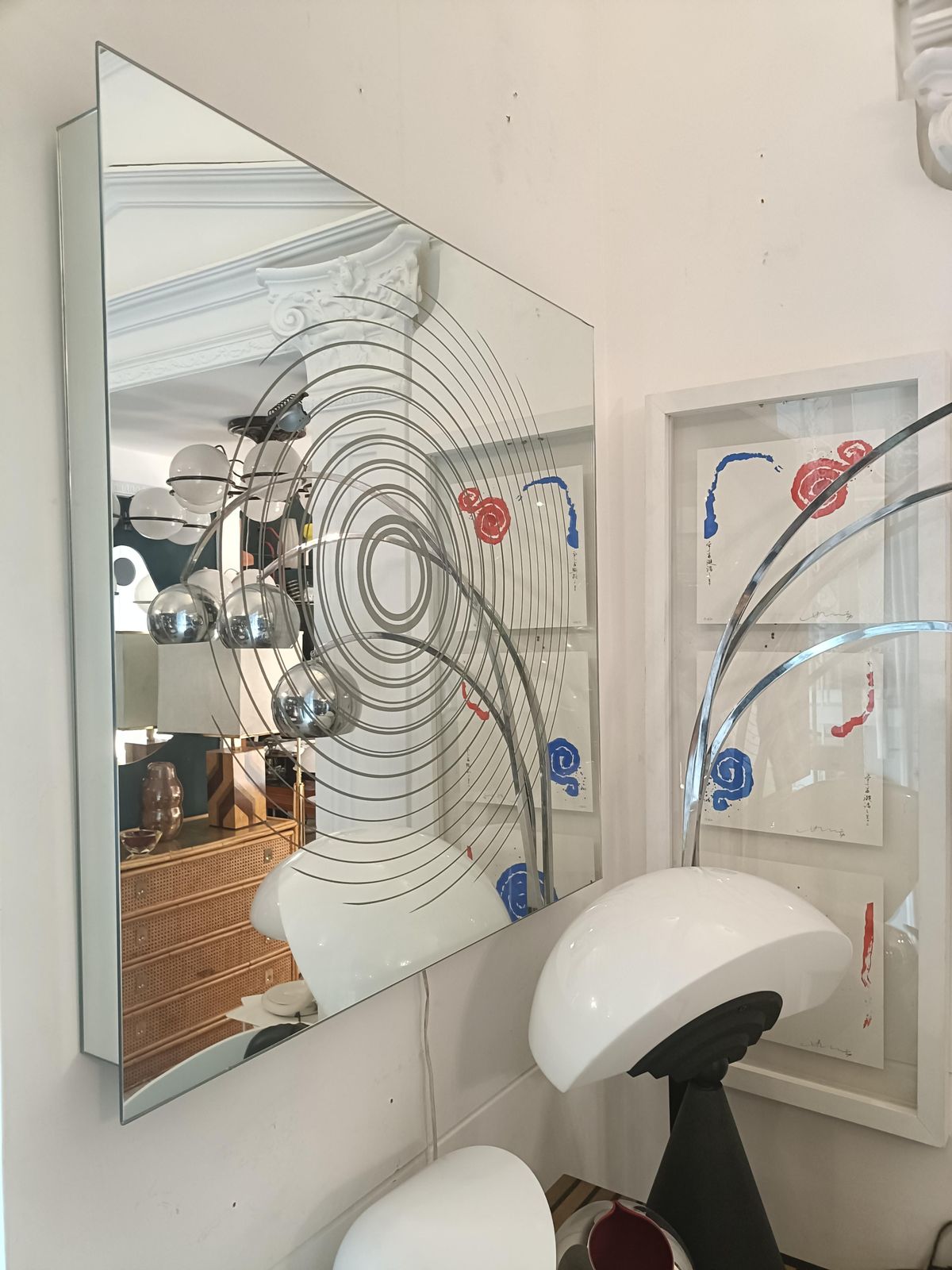 Backlit Mirror With Optical Screen Printing, Italy 1970s photo 2121.0