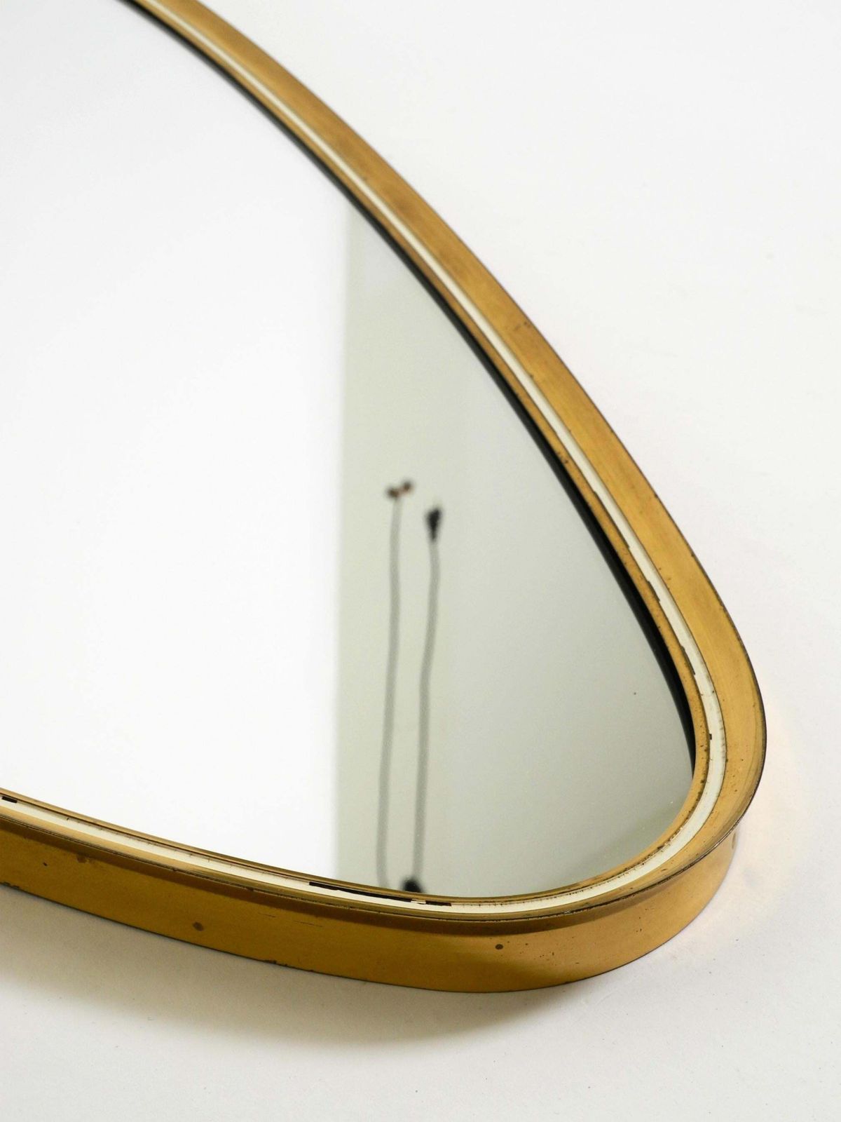 Beautiful Mid Century Brass Kidney Shaped Wall Mirror From Münchner Zierspiegel photo vintage