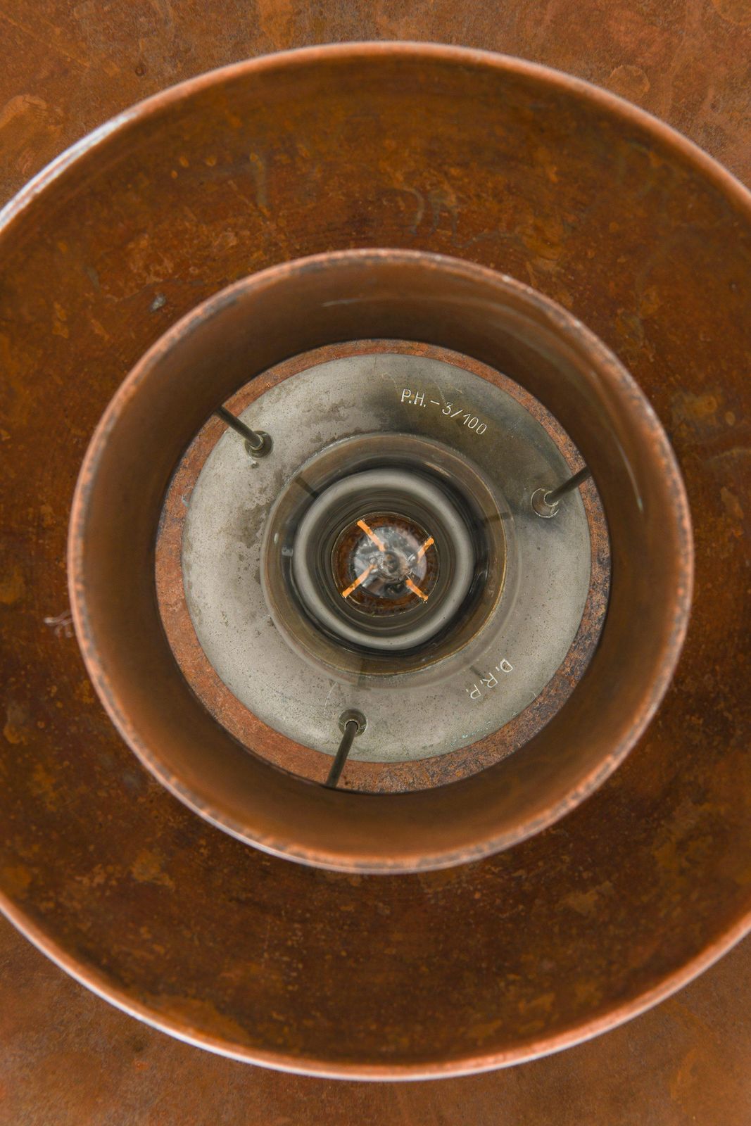 Early Ceiling Lamp In Copper And Brass By Poul Henningsen, 1930's photo vinterior
