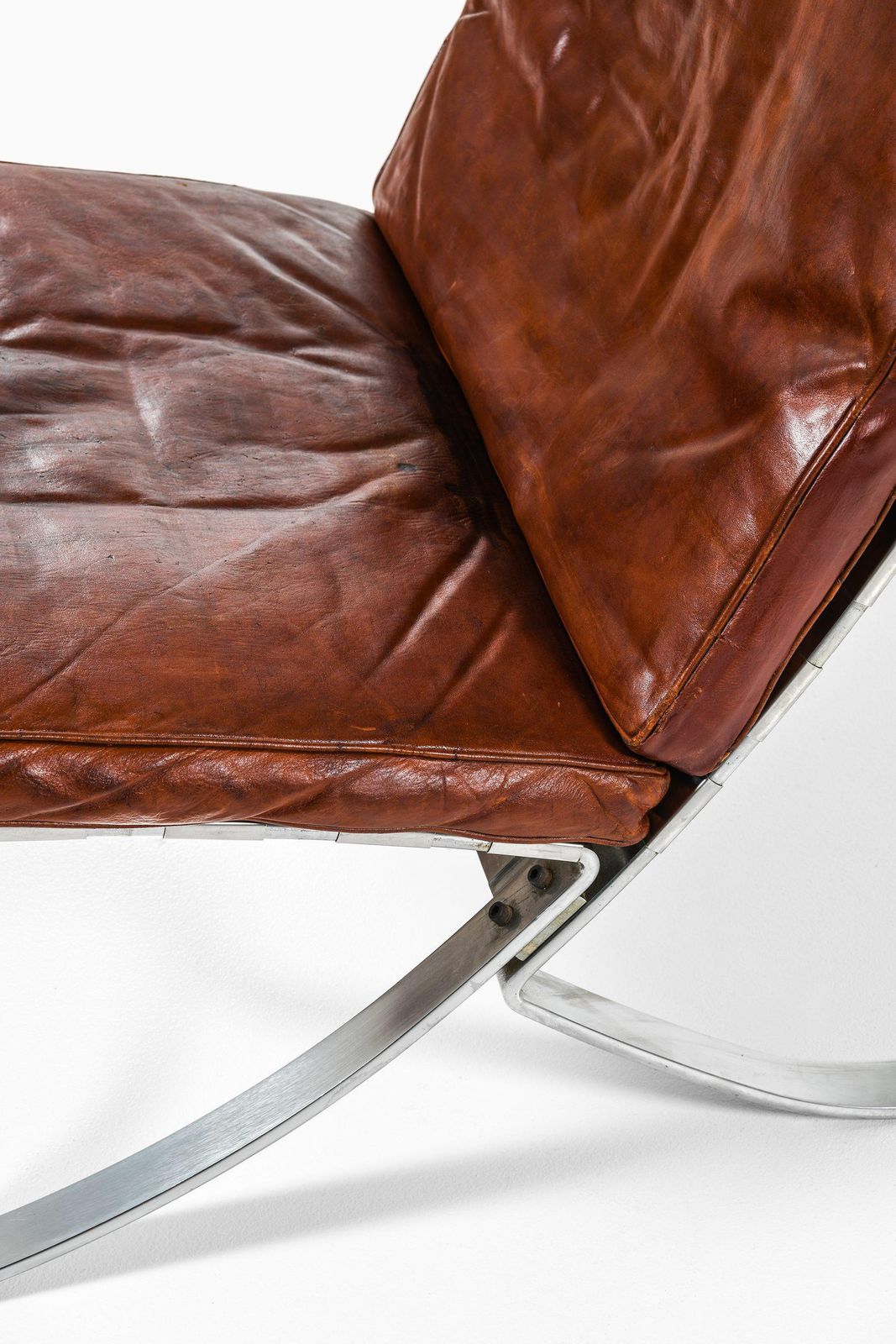 Pair Of Easy Chairs In Chromed Steel And Leather By Steen østergaard, 1960's photo vintage