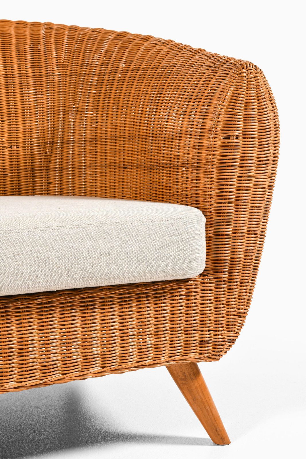 Freestanding Sofa In Rattan, Beech And Reupholstered Fabric, 1960's photo buy