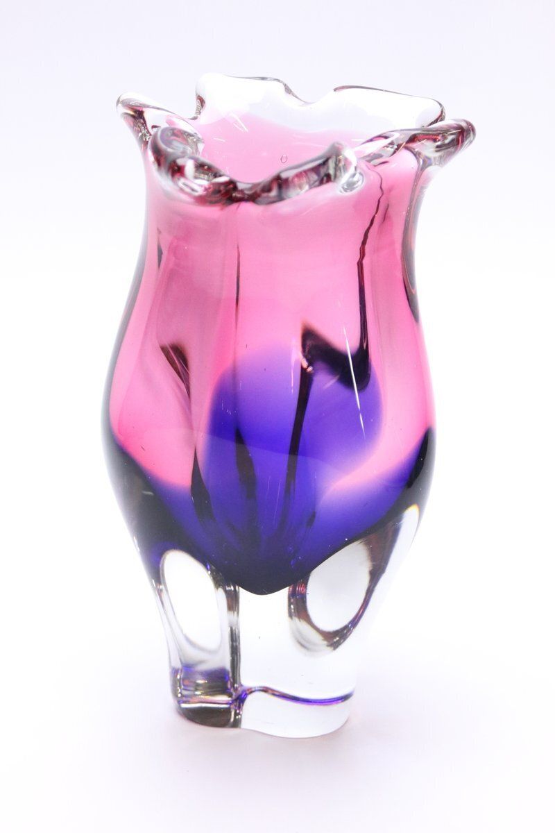 Glass Vase And Bowl By Josef Hospodka For Sklarny Chribska, Czech, 1960s, Set Of 3 photo vintage