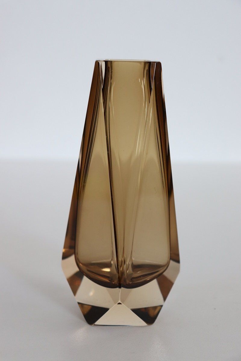 Murano Art Glass Smoked Amber Vase By Alessandro Mandruzzato, 1960s photo furniture