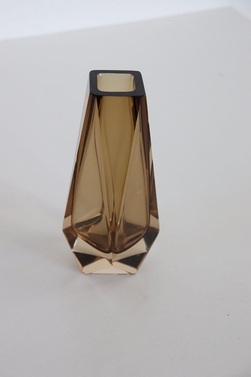 photo for sale Murano Art Glass Smoked Amber Vase By Alessandro Mandruzzato, 1960s