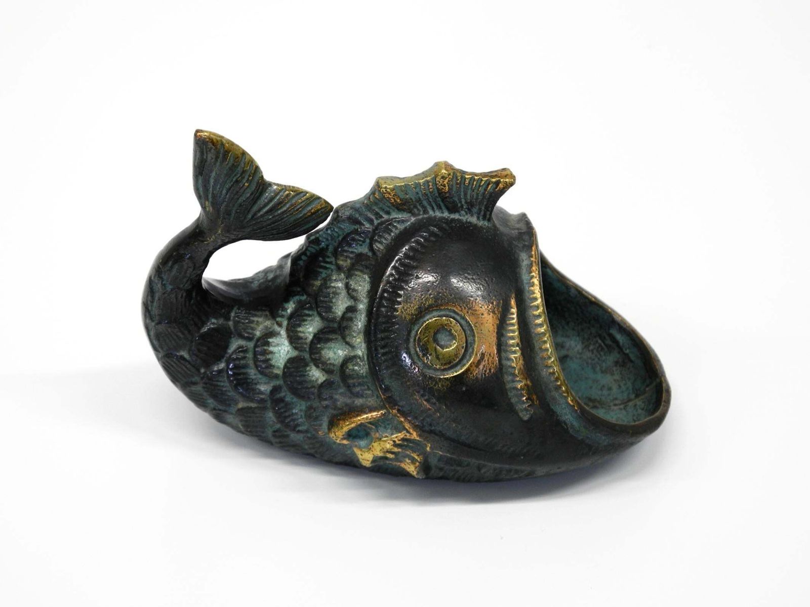 Mid Century Bronze Table Or Hand Ashtray By Walter Bosse In The Shape Of A Fish photo for sale