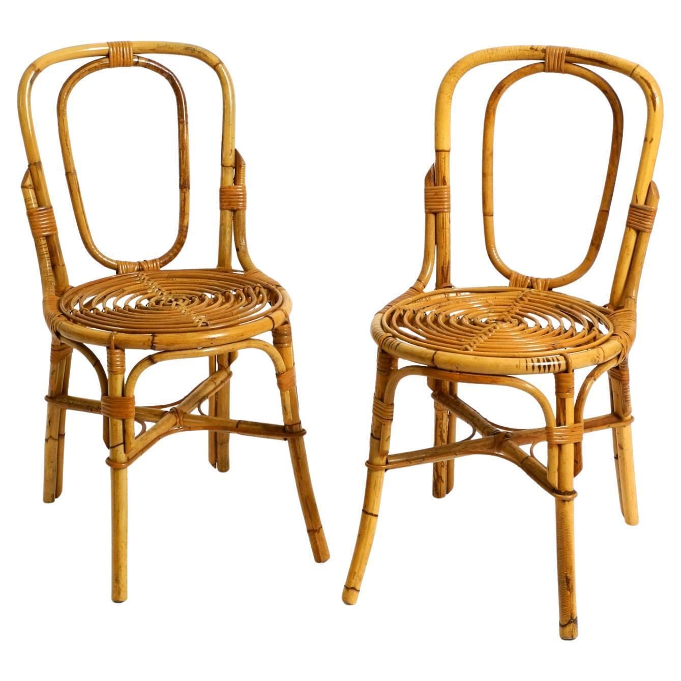 Pair Of Very Beautiful Rare Original 1960s Italian Bamboo Chairs