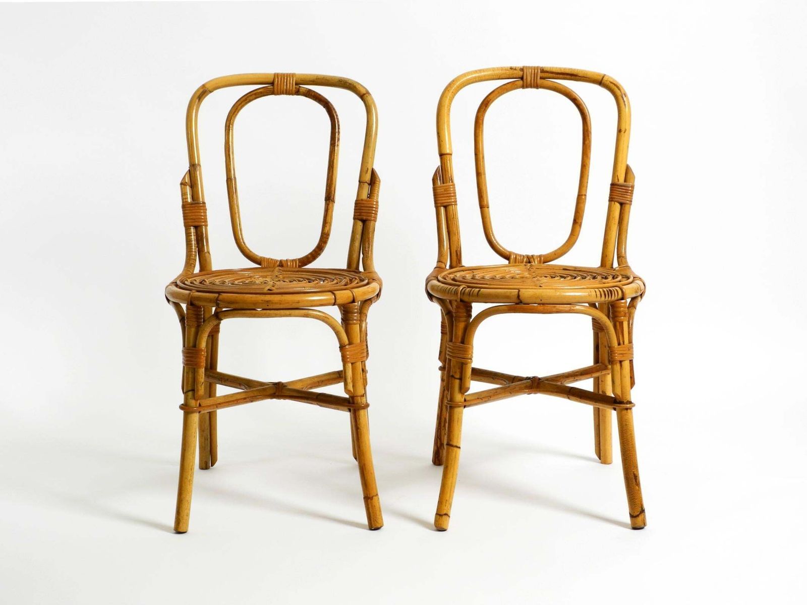 Pair Of Very Beautiful Rare Original 1960s Italian Bamboo Chairs photo furniture